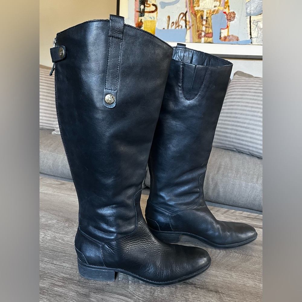 Sam Edelman Black Leather Boots - Extra Wide Calf - Size 8